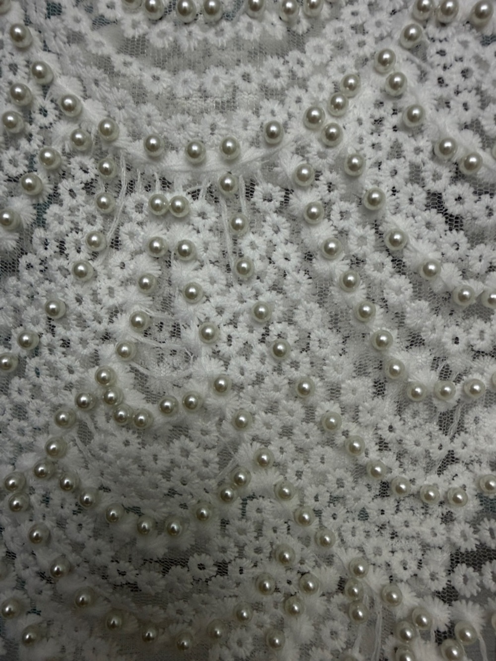 MIU MIU White Sequin Scalloped Crop Top - Picture 3 of 5